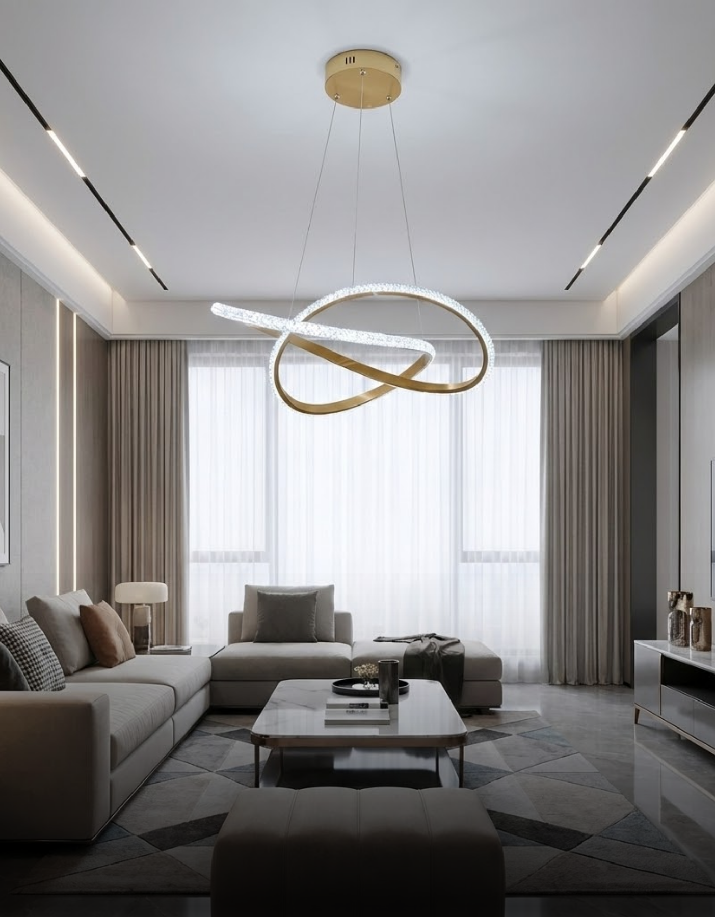 Lustre Brilhante Dourado 110V/220V Modelo A006-500