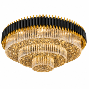 Lustre 1428 GOLD Redondo de Cristal e Metal em Dourado e Preto