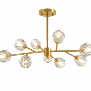 Lustres 9 Globos Dourado e Rosê