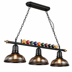 Luminaria Pendente Triplo Com Bola De Sinuca/bilhar Xlx Estrutura Preto