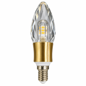 Lâmpada Vela de Cristal LED XLX E14 5W Branco Quente 3500K p/ Lustre Luminária Pendente Sofisticada