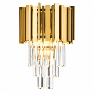Arandela Gold Prime Crystal Dourada com Cristais Decorativa Luxuosa