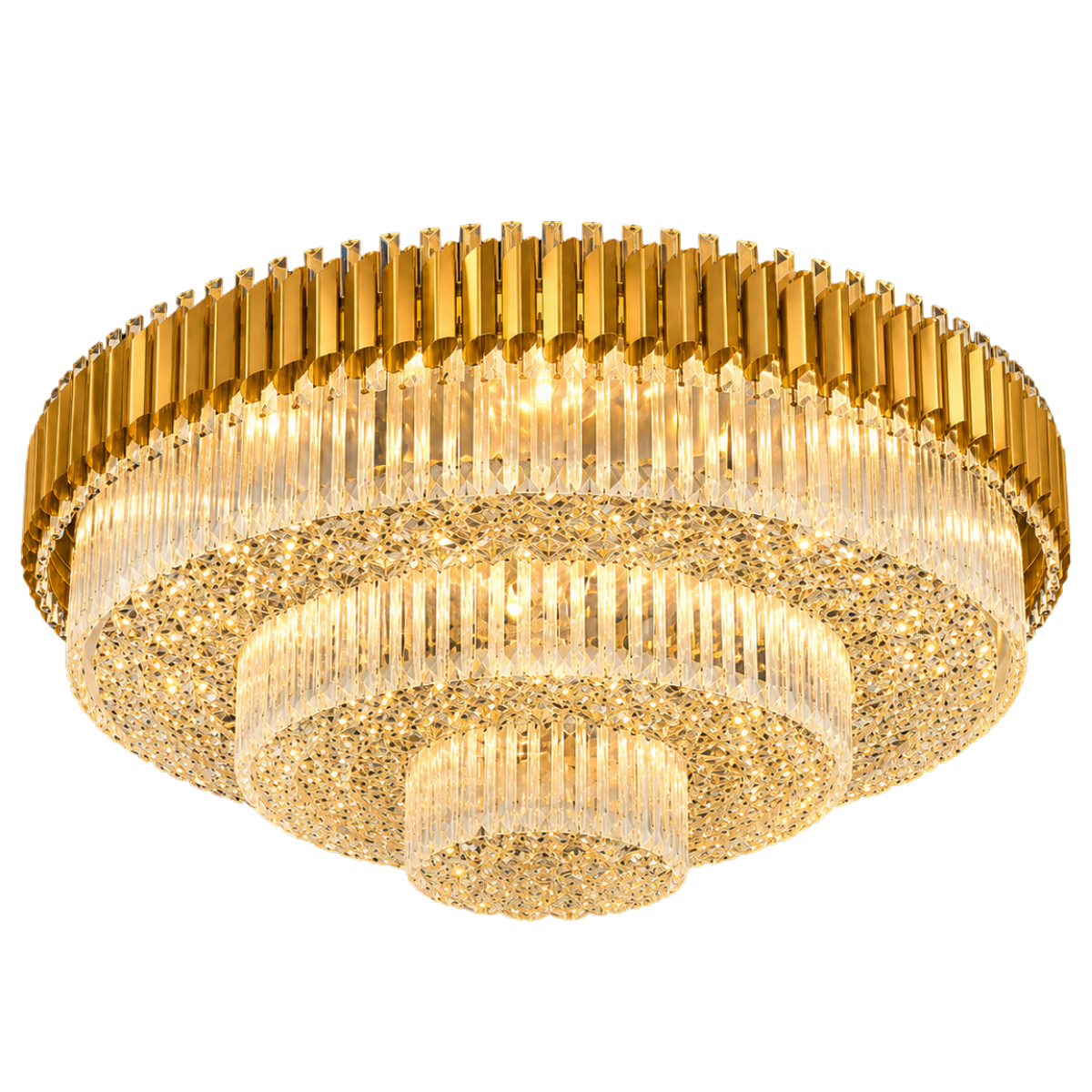 Lustre 1428 GOLD Redondo de Cristal e Metal em Dourado e Preto