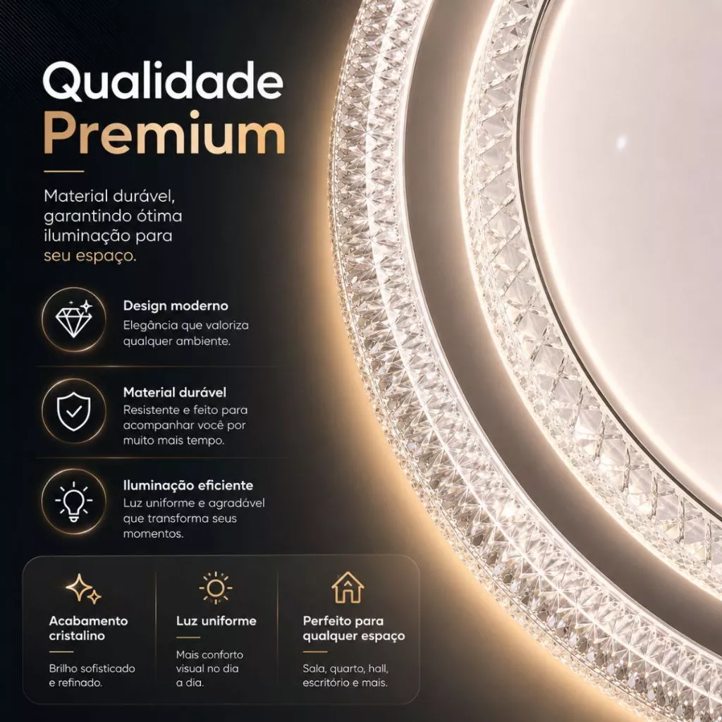 Luminária Plafon Dupla Redondo Led 3 Cores 72w Branco Brilhante Sobrepor Bivolt